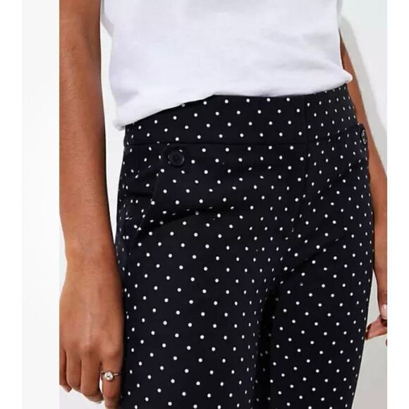 LOFT Women’s size 2 Marisa Skinny Ankle Pants Black/White Polka Dot - Picture 3 of 11